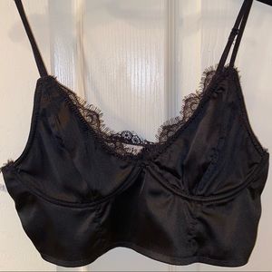 Satin, Black crop top